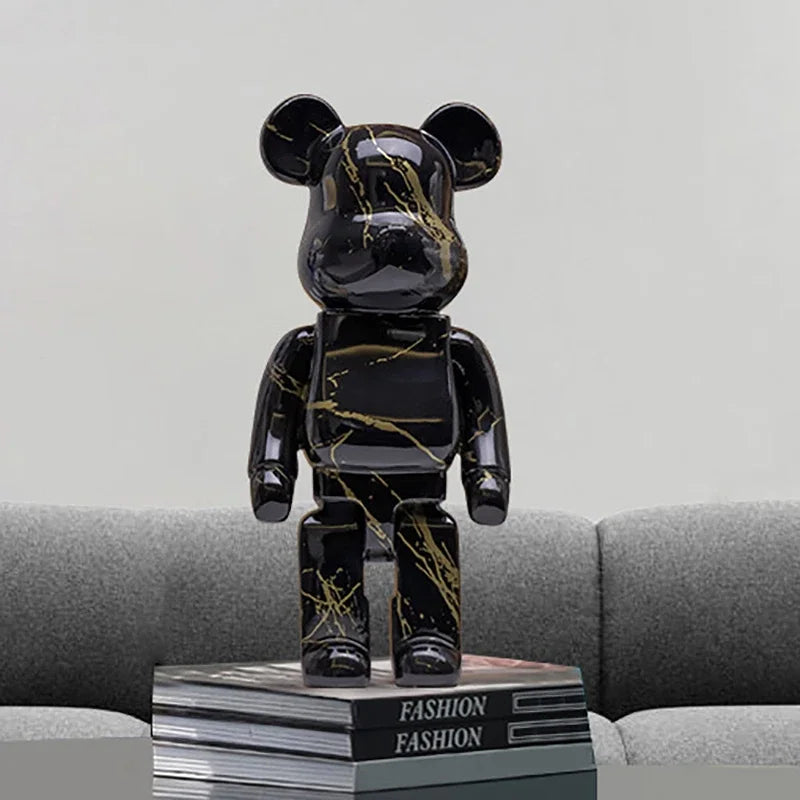 27Cm/10Inches Graffiti Bear Figurine Home Decor Animal Abstract Ornament Storage Money Jar Modern Room Sculpture Table Decor